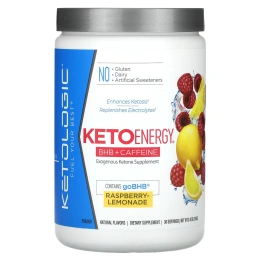 KetoLogic, Keto Energy, BHB + кофеин, малина и лимонад, 255 г (8,9 унции)