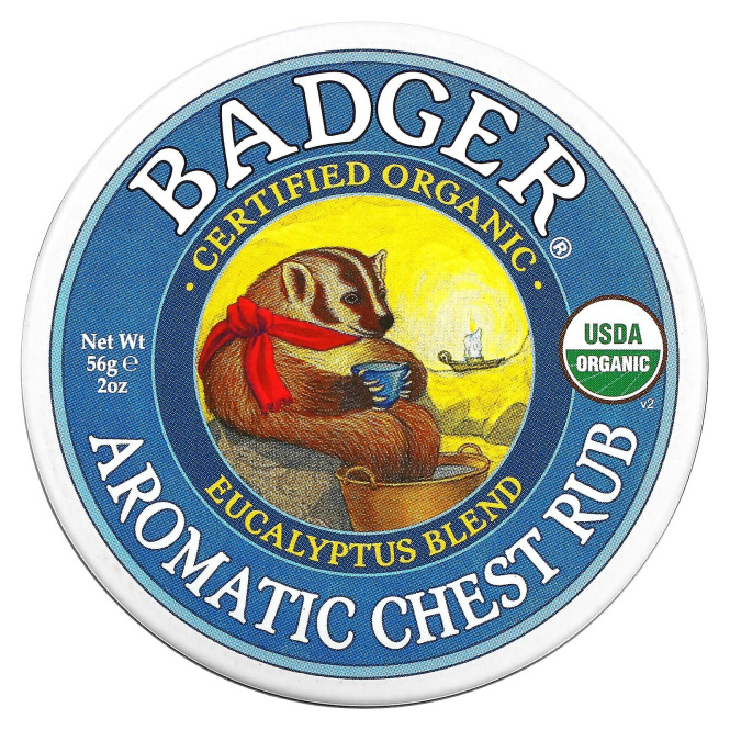 Badger Company, Ароматная Mазь для Грудной Клетки, Эвкалипт и Мята 2 унции (56 г)