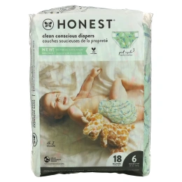 The Honest Company, Honest Diapers, Super-Soft Liner, Size 6, Space Travel, 35+ Pounds, 18 Diapers