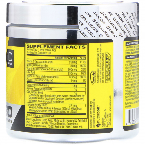 Cellucor, C4 Ripped Pre-Workout, Berry Brainiacs, 6.3 oz (180g)