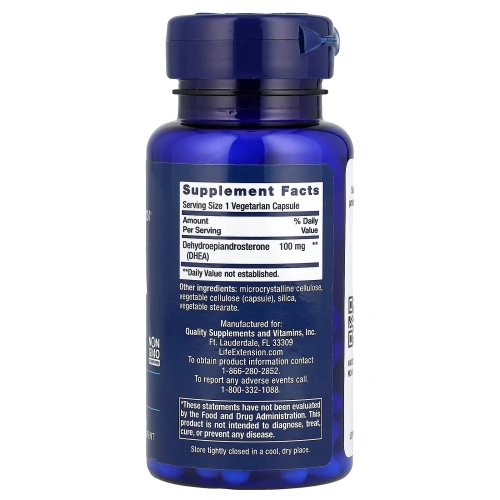 Life Extension, DHEA (ДГЭА), 100 мг, 60 вегетарианских капсул