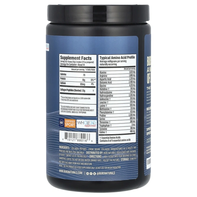 BUBS Naturals, Пептиды коллагена, без добавок, 283 г (10 унций)