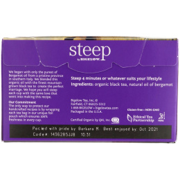 Bigelow, Стип, органический черный чай эрл грей, 20 пакетиков, 1,28 унции (36 г)