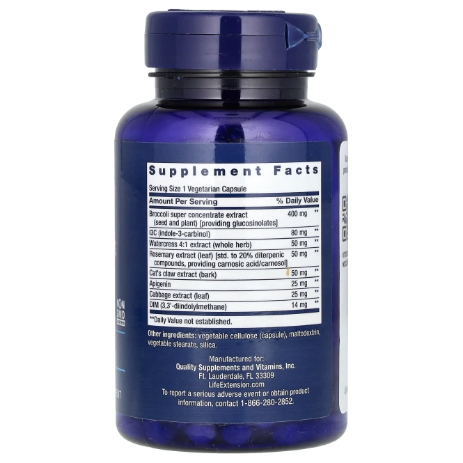 Life Extension, Экстракт растений семейства крестоцветных тройного действия, 60 вегетарианских капсул