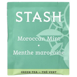 Stash Tea, зеленый чай, марокканская мята и осознанность, 20 чайных пакетиков, 26 г (0,9 унции)
