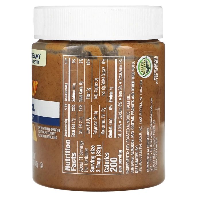 MaraNatha, натуральная миндальная паста, сливочный вкус, 340 г (12 унций)