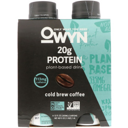 OWYN, Protein Plant-Based Shake, Cold Brew Coffee, 4 Shakes, 12 fl oz (355 ml) Each