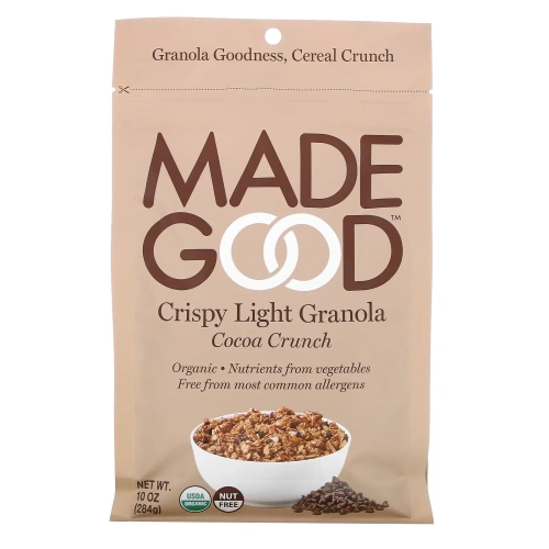 MadeGood, Crispy Light Granola, хрустящая корочка с какао, 284 г (10 унций)