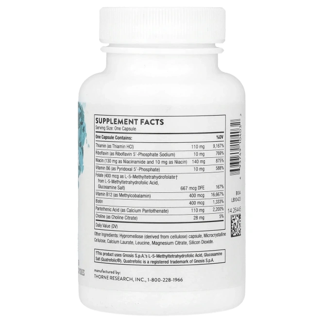 Thorne Research Комплекс Витаминов группы B, 60 вегетарианских капсул