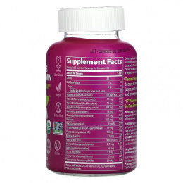 Fruily, Органический детский мультивитаминный комплекс с 17 витаминами и минералами, фруктовый сбор, 60 жевательных таблеток