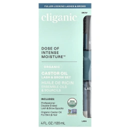 Cliganic, Dose of Intense Moisture™, органическое касторовое масло, набор для ресниц и бровей, 120 мл (4 жидк. унции)