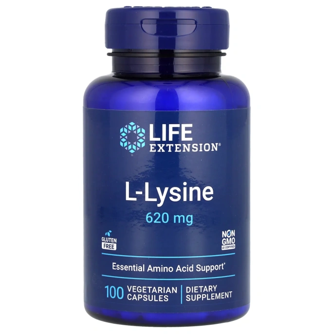 Life Extension, L-лизин, 620 мг, 100 растительных капсул
