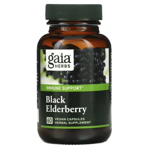 Gaia Herbs, Черная бузина, 60 веганских капсул
