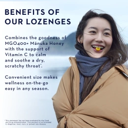 Manuka Health, Леденцы с медом Manuka, натуральный имбирь и лимон, MGO 400+, 58 леденцов
