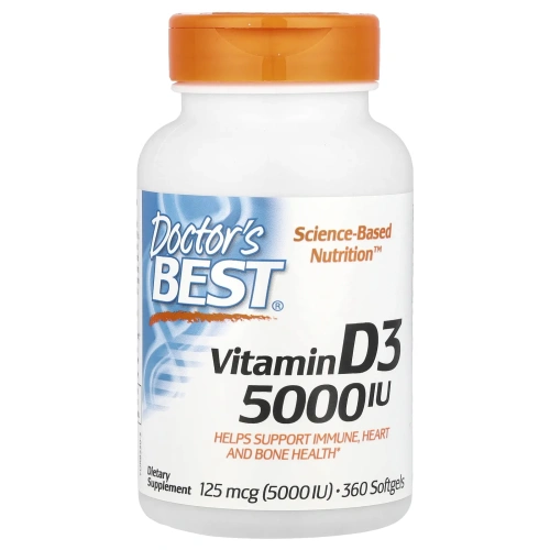 Витамин D3 5000 МЕ (125 мкг) Doctor's Best, 360 желатиновых капсул