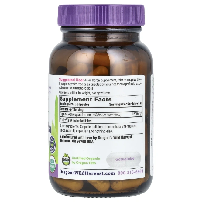 Oregon's Wild Harvest, Ashwagandha, 90 вегетарианских капсул