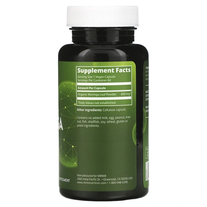 MRM Nutrition, Nutrition, листья моринги, 60 веганских капсул