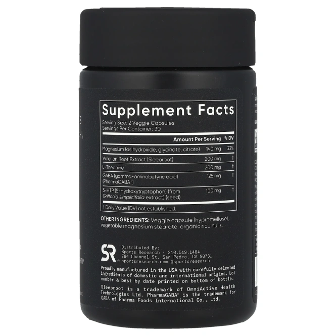 Sports Research, Sleep Complex, без мелатонина, 60 растительных капсул