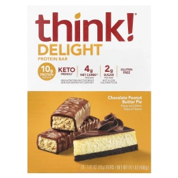 Think !, Keto Protein Bars, шоколадный пирог с арахисовой пастой, 10 батончиков, 40 г (1,41 унции) каждый