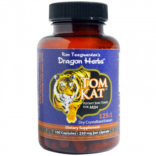 Dragon Herbs, Tom Kat, мощный цзин-тоник для мужчин, 250 мг, 100 капсул