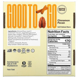 Good To Go, Soft Baked Bars, Keto, корица и пекан, 9 батончиков, 40 г (1,41 унции) каждый
