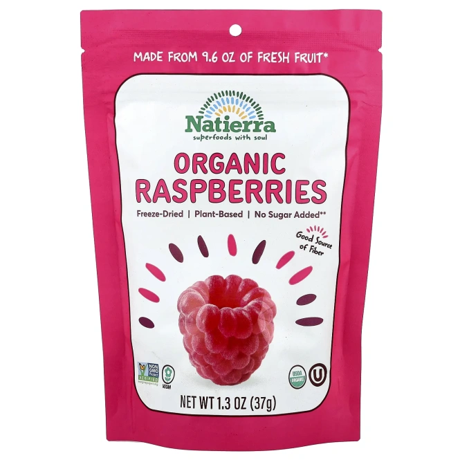 Natierra, органическая малина, сублимированная, 37 г (1,3 унции)
