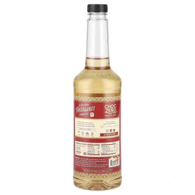 ChocZero, Премиальный сироп, фундук, без сахара, 750 мл (26,5 унции)
