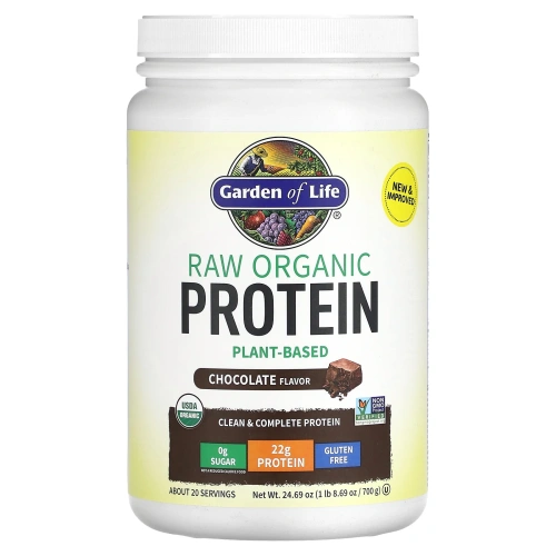 Garden of Life, Raw Organic Protein, органическая растительная формула, шоколадный, 664 г