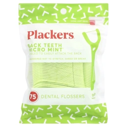 Plackers, Micro Mint, зубочистки с нитью для задних зубов, мята, 75 шт.