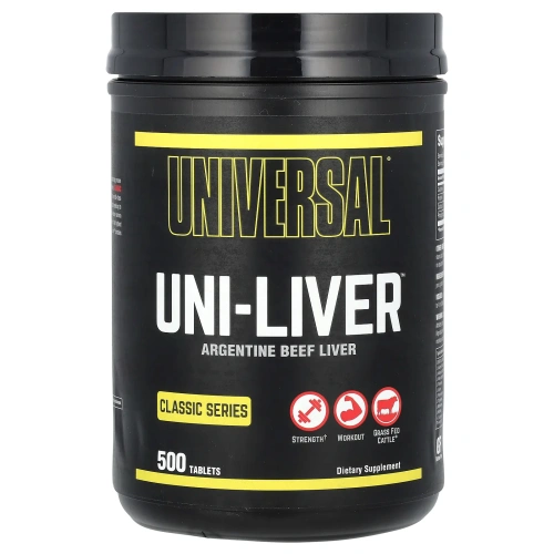 Animal, Uni-Liver, добавка из высушенной печени, 500 таблеток