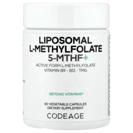 Codeage, липосомальный L-метилфолат 5-MTHF+, 60 растительных капсул