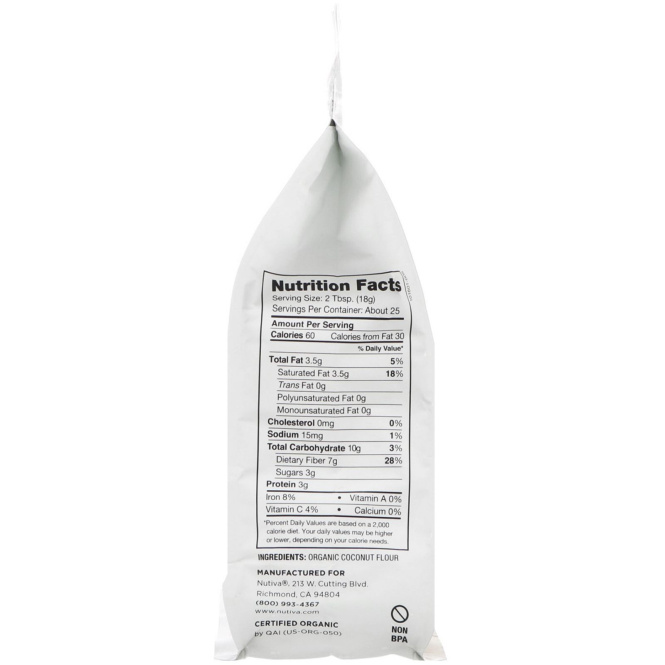 Мука из органической кокосовой муки Nutiva - 1 фунт (454 г)