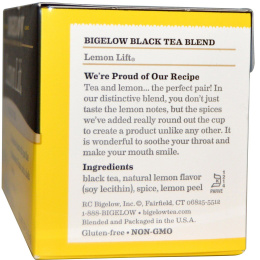Bigelow, Lemon Lift, черный чай, 20 пакетиков, 1,37 унции (38 г)