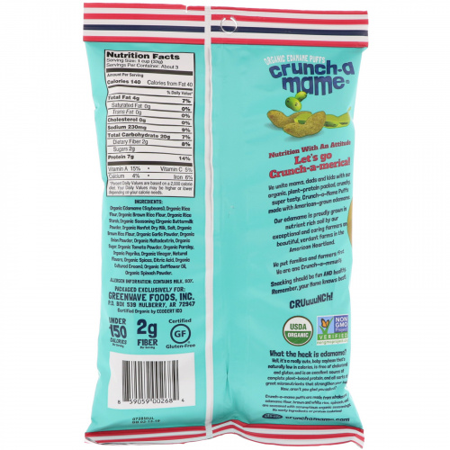 Crunch-A-Mame, Organic Edamame Puffs, Country Craving Ranch, 3.5 oz (99 g)