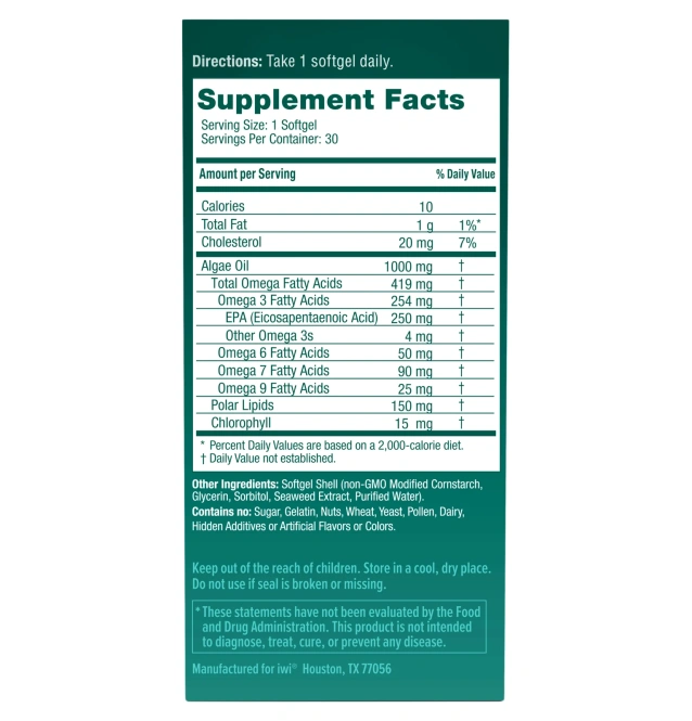 iWi, Omega-3 EPA, Algae-Based, 30 Softgels