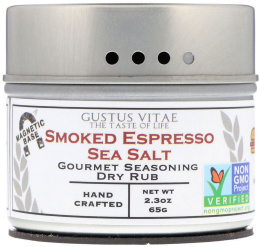 Gustus Vitae, Gourmet Seasoning Dry Rub, Smoked Espresso Sea Salt, 2 oz (56 g)