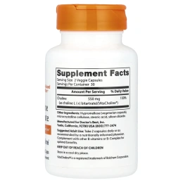 Doctor's Best, L-битартрат холина, 550 мг, 60 растительных капсул (275 мг в 1 капсуле)