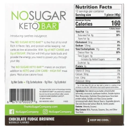 No Sugar Company, Keto Bar, брауни с шоколадной помадкой, 12 батончиков по 40 г (1,41 унции)
