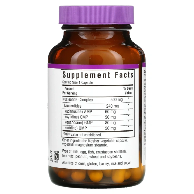 Bluebonnet Nutrition, Комплекс нуклеотидов, РНК/ДНК, 60 капсул на растительной основе