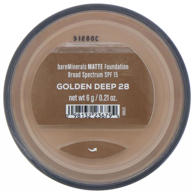bareMinerals, Matte, тональная основа, SPF 15, оттенок «Золотистый темный 28», 6 г