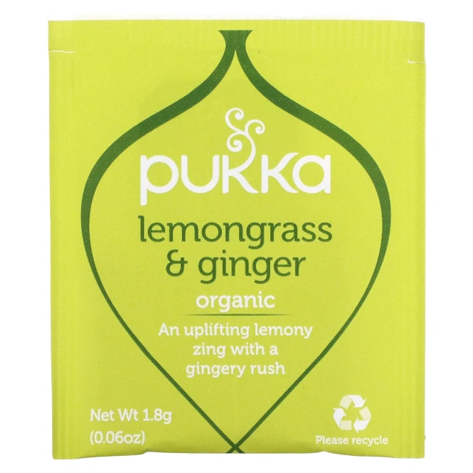 Pukka Herbs, Органическая смесь лемонграсса и имбиря, без кофеина, 20 пакетиков с травяным чаем, 36 г