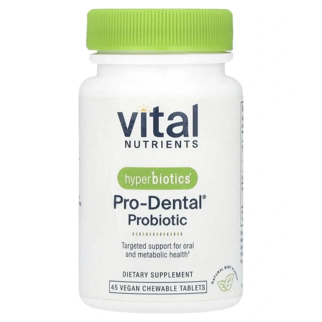 Vital Nutrients Hyperbiotics PRO-Dental с натуральным мятным вкусом, 45 жевательных таблеток