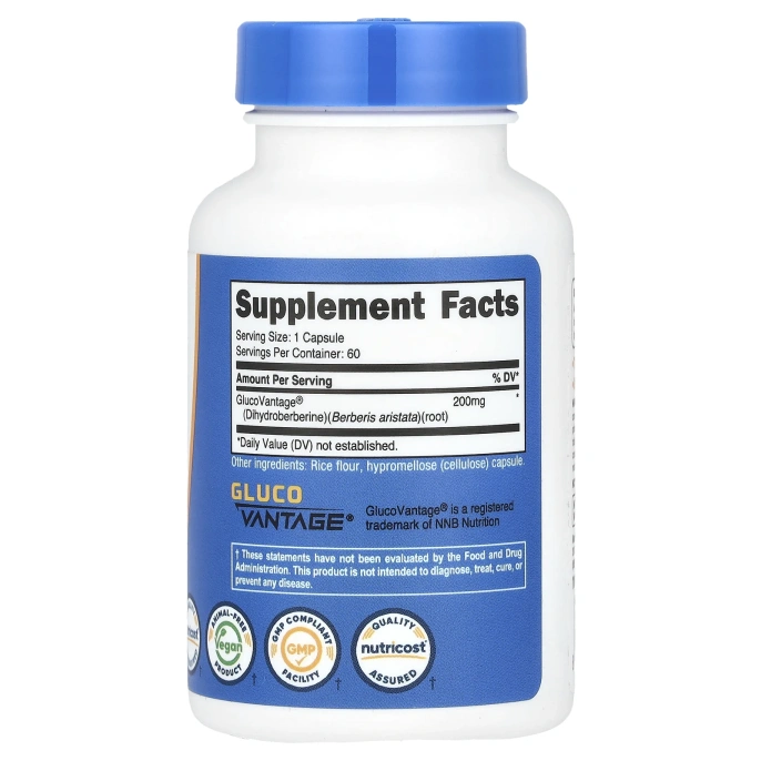 Nutricost, Дигидроберберин, 200 мг, 60 капсул