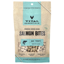 Vital Essentials, сублимированные необработанные лакомства для собак, со вкусом лосося, 70,9 г (2,5 унции)