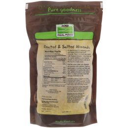 Now Foods, Real Food, жареный миндаль, с морской солью, 16 унций (454 г)