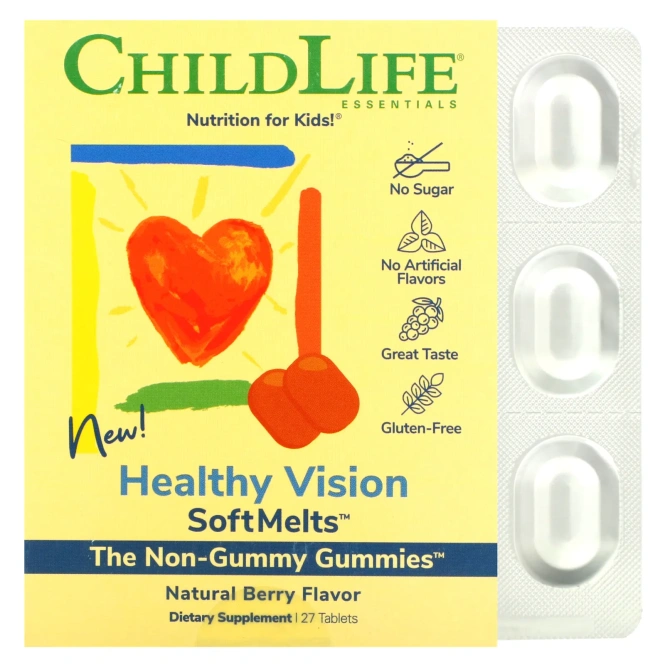 ChildLife, Healthy Vision SoftMelts, натуральный ягодный вкус, 27 таблеток