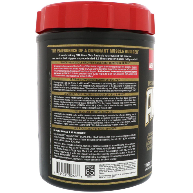 ALLMAX Nutrition, AMINOCORE, BCAA, 8G BCAAs, 100% Pure 45:30:25 Ratio, Gluten Free, Fruit Punch Blast, 2.57 lbs. (1166 g)