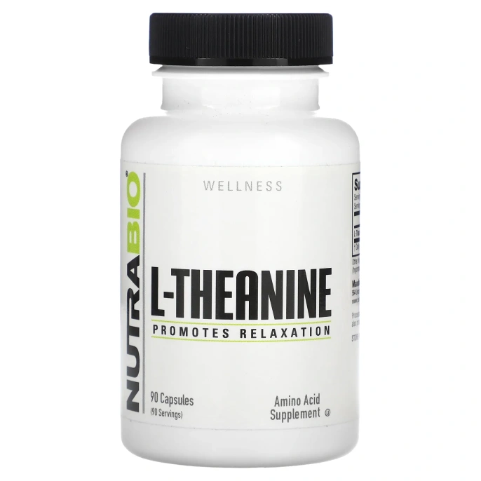 NutraBio, L-теанин, 200 мг, 90 капсул