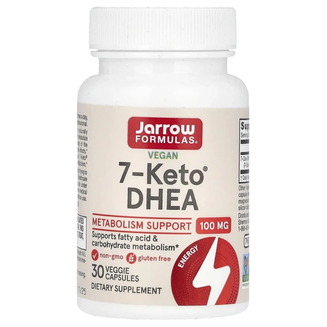 Jarrow Formulas, Веганский 7-кето-ДГЭА, 100 мг, 30 растительных капсул