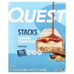 Quest Nutrition, Stacks, протеиновый батончик, корица и коричневый сахар, 12 батончиков, 67 г (2,36 унции) каждый